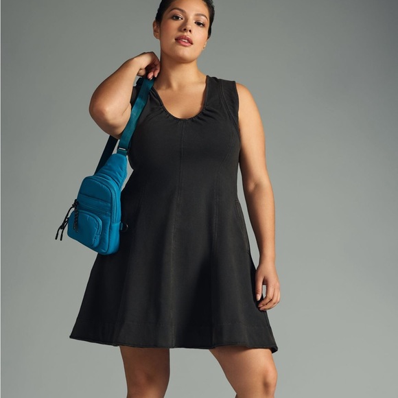 Anthropologie tennis court dress with pockets! L 10-12 NWT Black - Picture 7 of 8